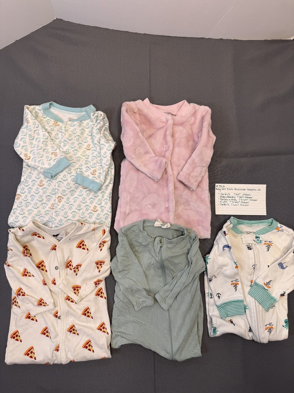 Baby Girl 3-6M Fall/Winter Sleeper Lot - Carter's, Kyte, Monica + Andy #566